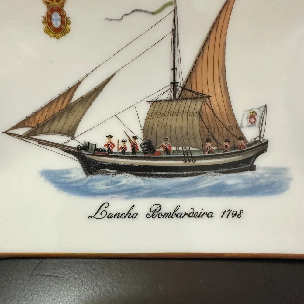 Vista Alegre Porcelain Ashtray Lancha Bombardeira 1798 Museu Marinha Portugal